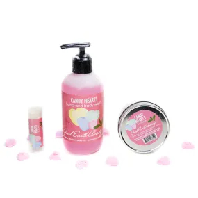 Candy Hearts Gift Set - Candle, Lip balm and Body Wash - Valentine's Day - Good Earth Beauty