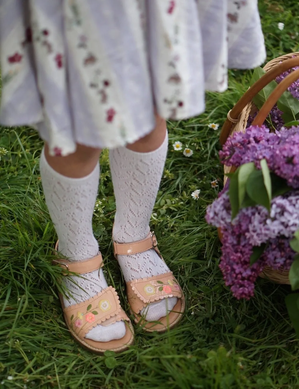 Flower Pop Scallop Velcro Sandal - Blush
