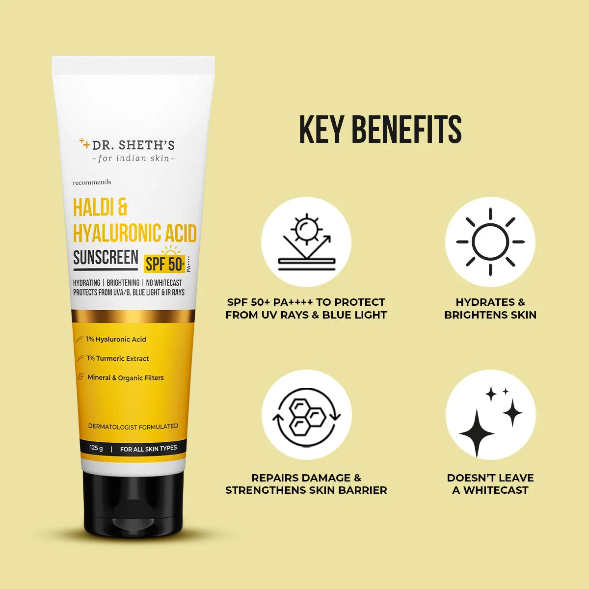 Haldi & Hyaluronic Acid Sunscreen - 125g