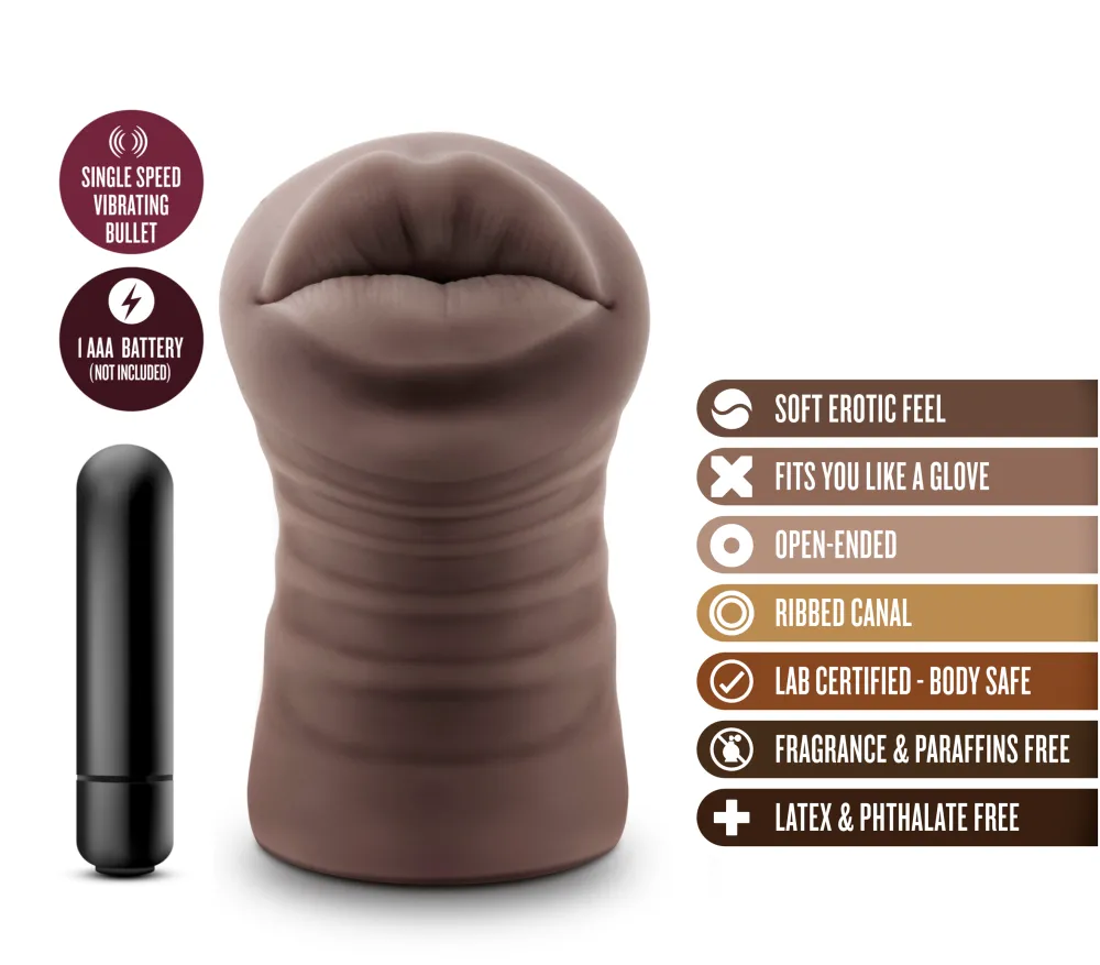 Hot Chocolate By Blush® | Renee Realistic Chocolate Vibrating Body Part Mouth Masturbator