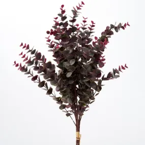 Maroon Plum Faux Botanical Eucalyptus Bush Bundle of 3 Stems - 27"