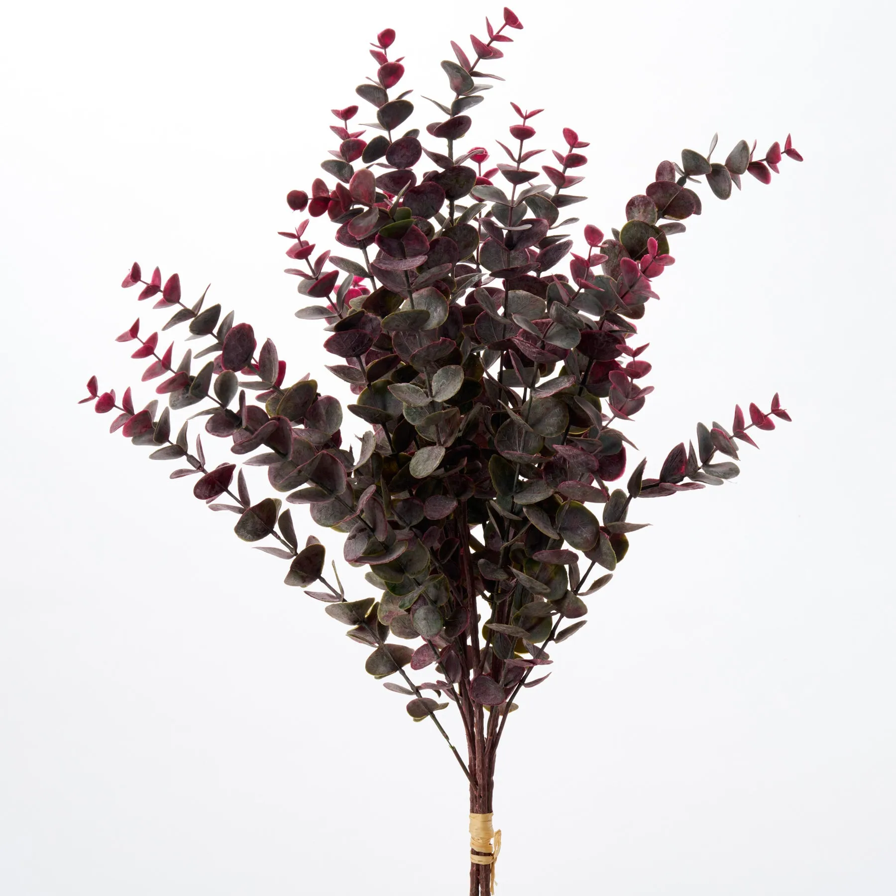 Maroon Plum Faux Botanical Eucalyptus Bush Bundle of 3 Stems - 27"