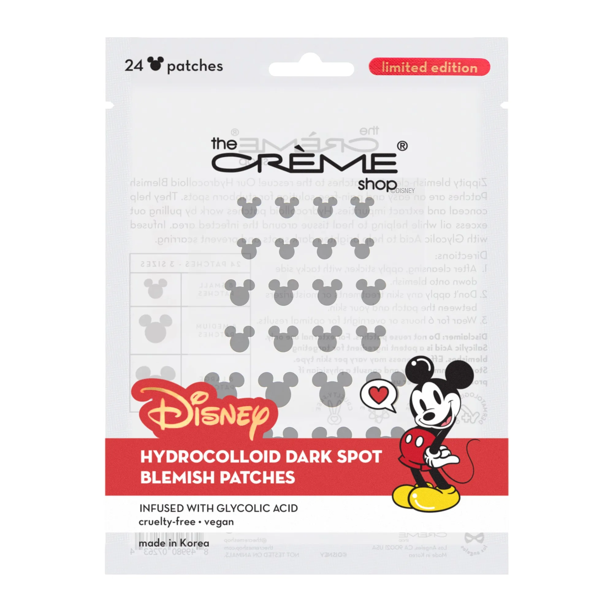 Mickey Mouse Hydrocolloid Acne Patches | Infused with Glycolic Acid
