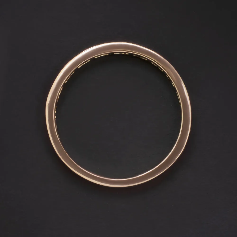 NATURAL PINK SAPPHIRE STACKING RING WEDDING BAND 14k ROSE GOLD BAGUETTE CHANNEL
