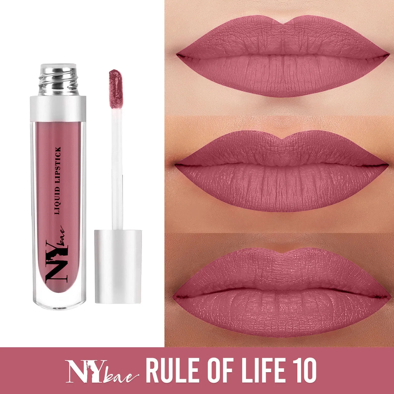 NY Bae Confessions of a Lip-a-holic Liquid Lipstick | Primer   Matte | Nude Brown | Long Lasting- Rule Of Life 10 (4.5 ml)