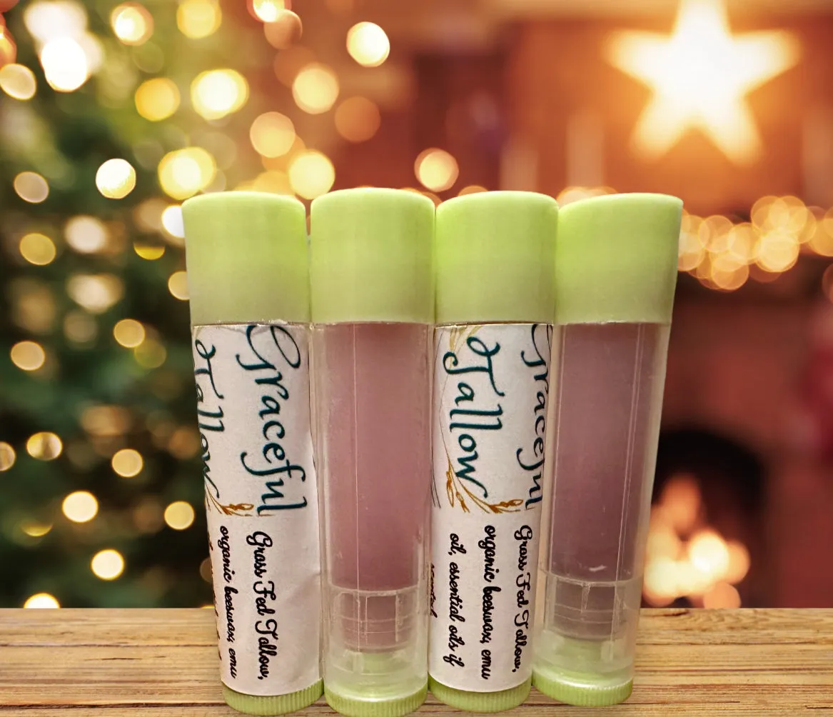 Tallow Lip Balm with Emu Oil & Grass Fed Beef Tallow Pink Lip Balms for Carnivore gift Extra Moisturizing All Natural Skincare for gifts Mom