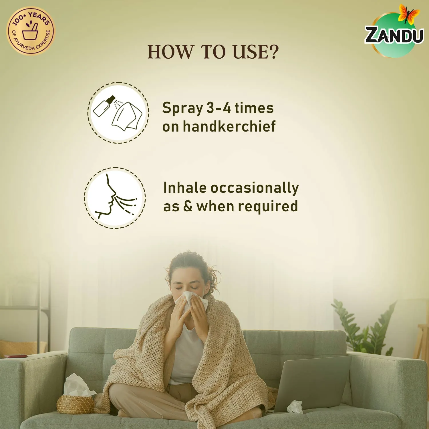 Zandu Cold & Flu Nasal Reliever Spray for Cold, Sinus & Allergies (22ml)