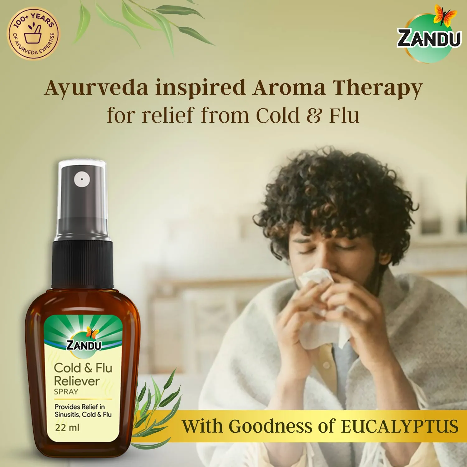Zandu Cold & Flu Nasal Reliever Spray for Cold, Sinus & Allergies (22ml)